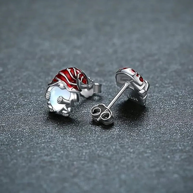 Women's Santa Claus heart-shaped earrings in white gold colour with cute festive design