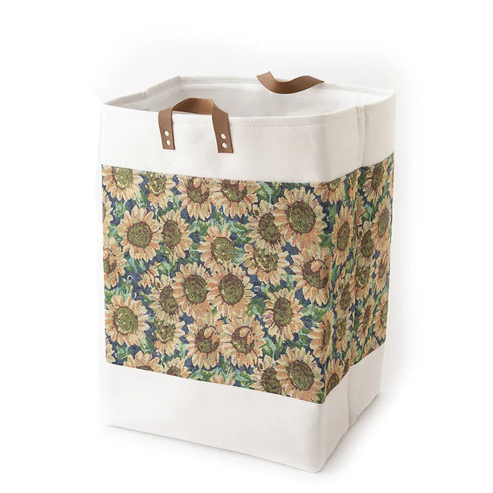Fabric storage box with drawstring closure measuring 35x35x55cm in colourful bear pattern