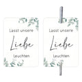 G45 style white card wedding decoration labels in a 50-piece pack set.