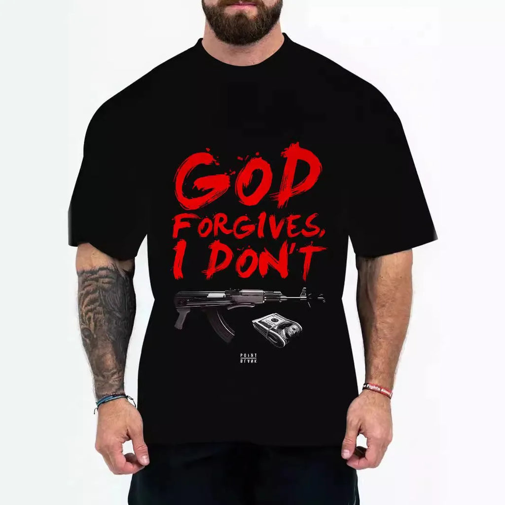 Men's loose fit casual t-shirt with coloured letter or eagle head graphic on chest.