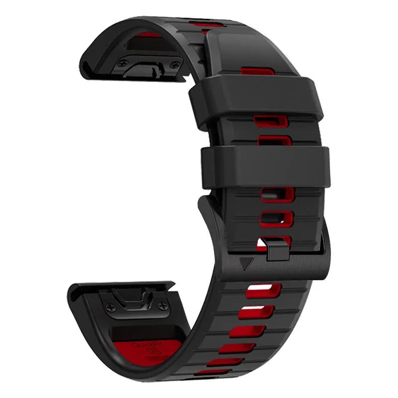 Two-tone quick release silicone watch strap for Garmin Fenix smartwatches in 22mm and 26mm widths