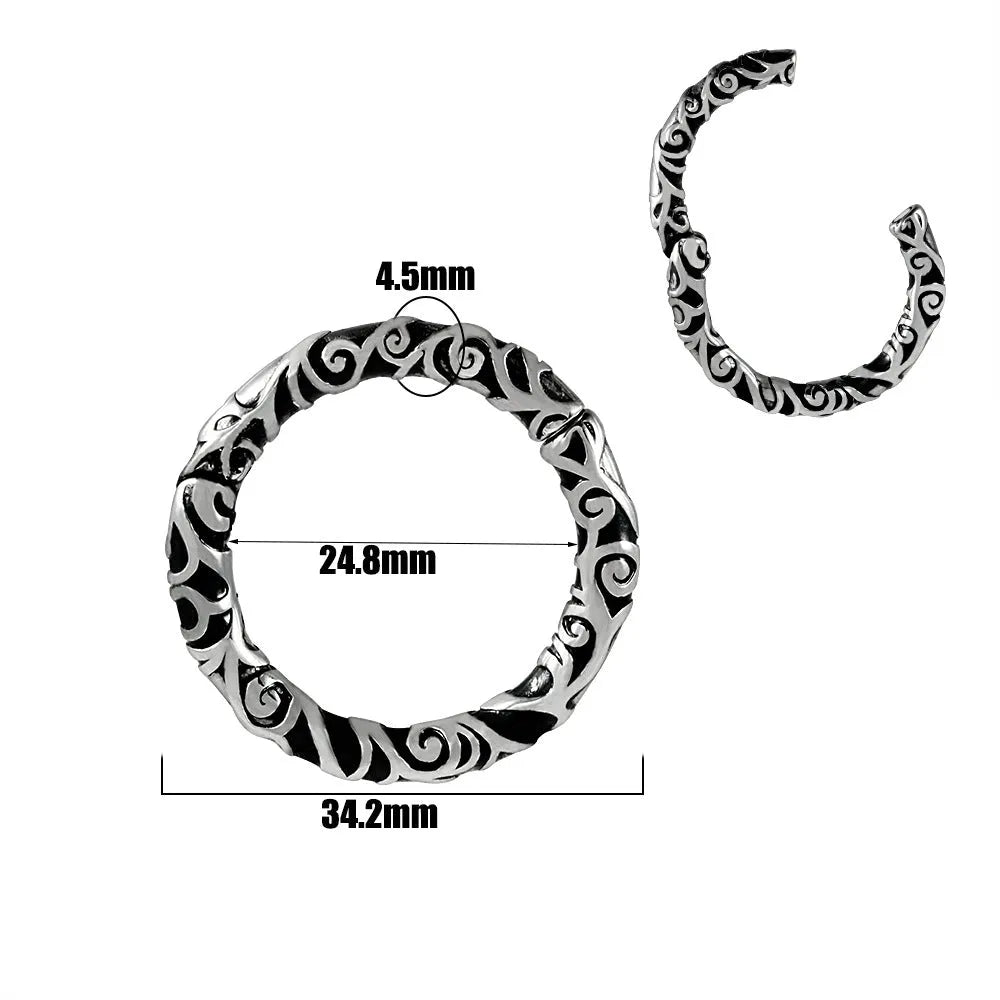 Stainless steel fashion earrings with shaped totem patterns in various electroplated colours