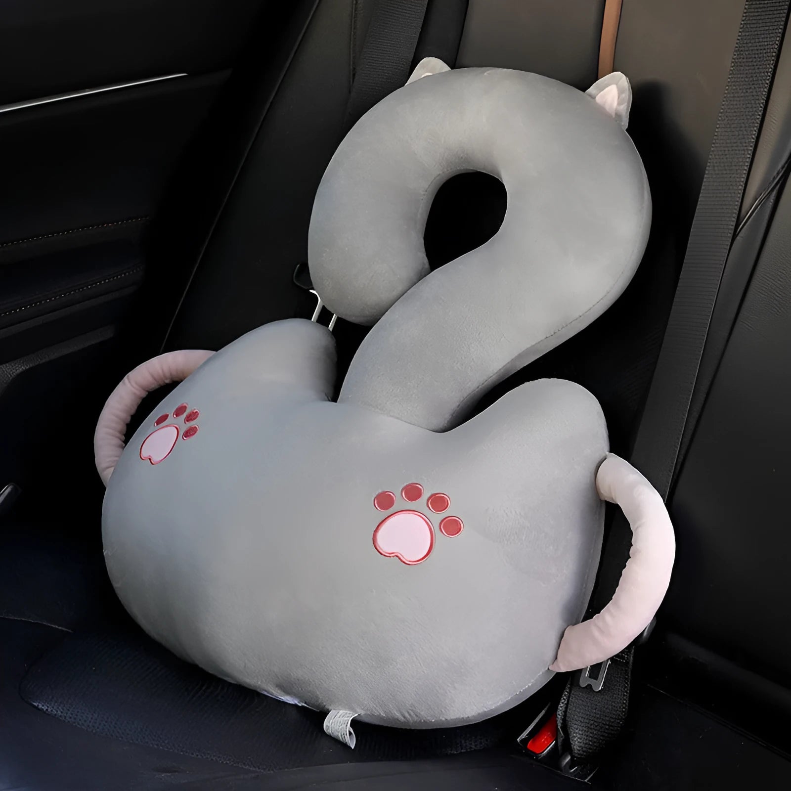 Large square cartoon animal cushion showing one of six design options, such as capybara, cat, dinosaur, rabbit, or toast.