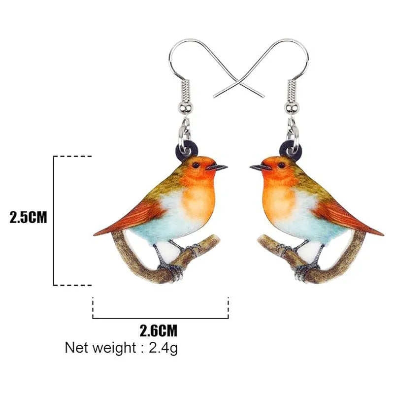 Blue Titmouse acrylic pendant earrings with geometric animal zodiac design and snake elements