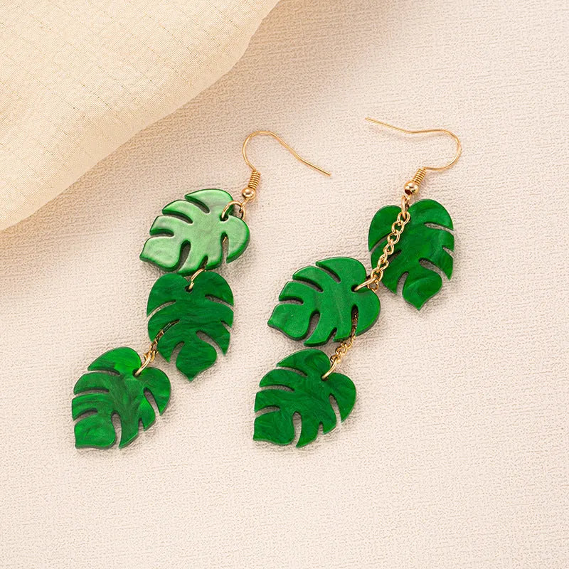 Acrylic drop earrings with coconut and artocarpus heterophyllus design in hook style