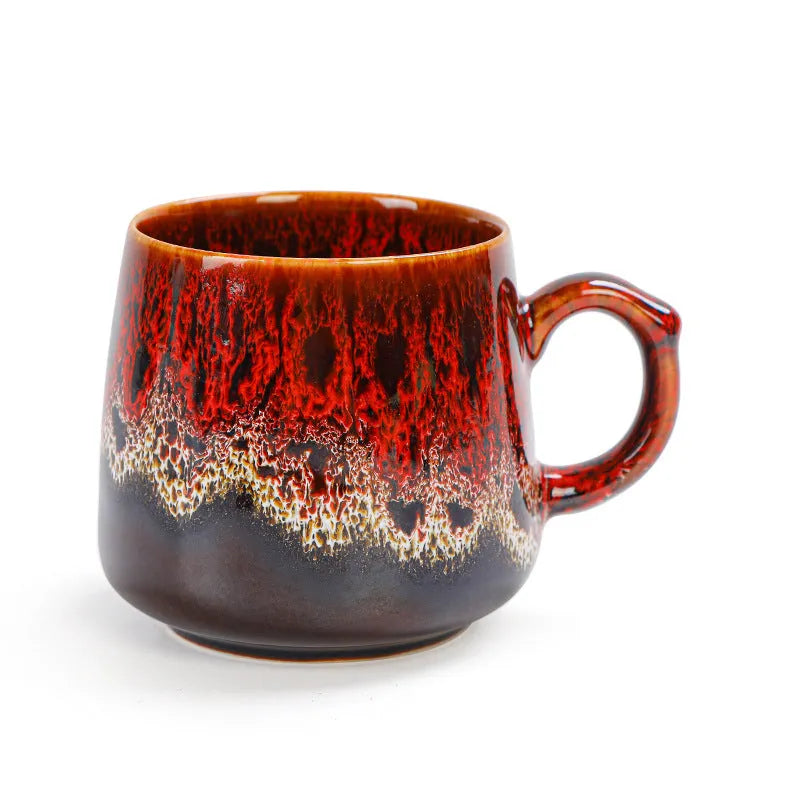 Large-capacity retro style coffee mug with 301-400ml volume and 8.5cm height