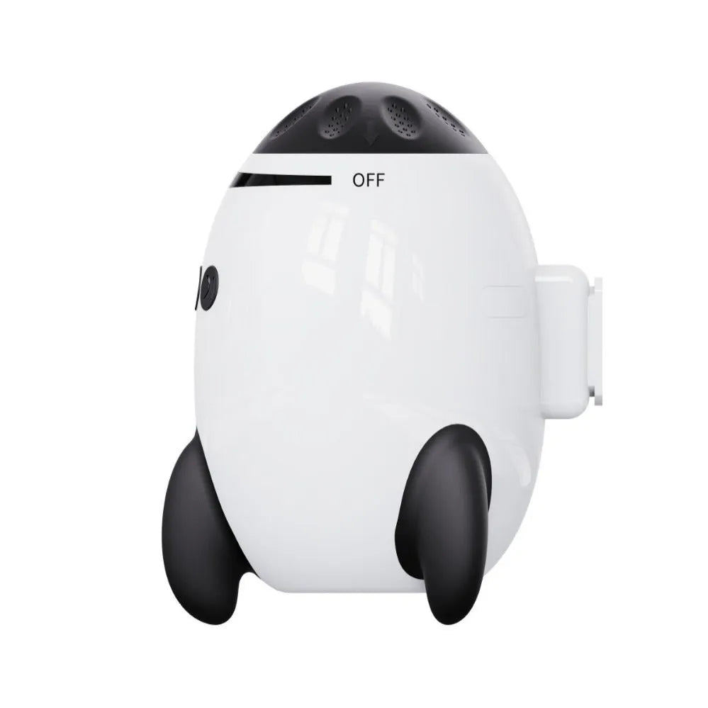 White portable baby stroller shaking device with Bluetooth for white noise, measuring 12 by 9.3 by 8 cm.