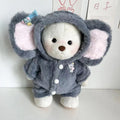 Grey elephant print plush jumpsuit suit for a 30cm Lina bear doll.
