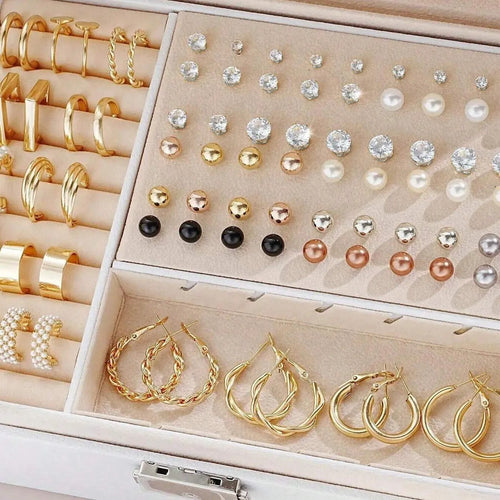 108 geometric pearl earrings with gold yellow electroplated finish women's fashion jewellery set