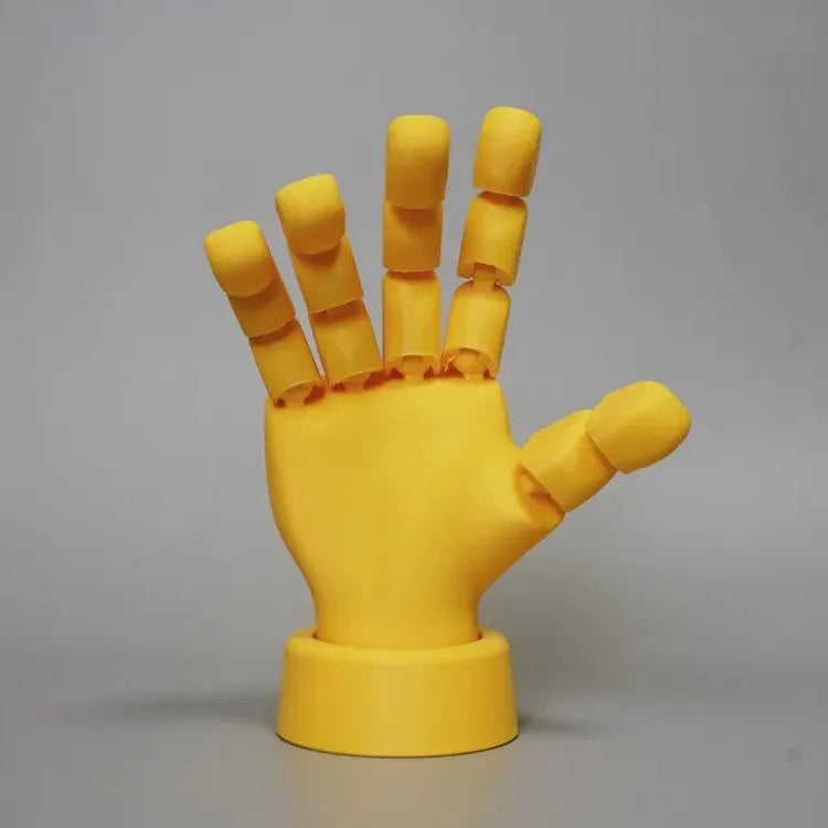 Yellow PLA movable joint hand ornament decorative prop measuring 5x5.38x7.5cm