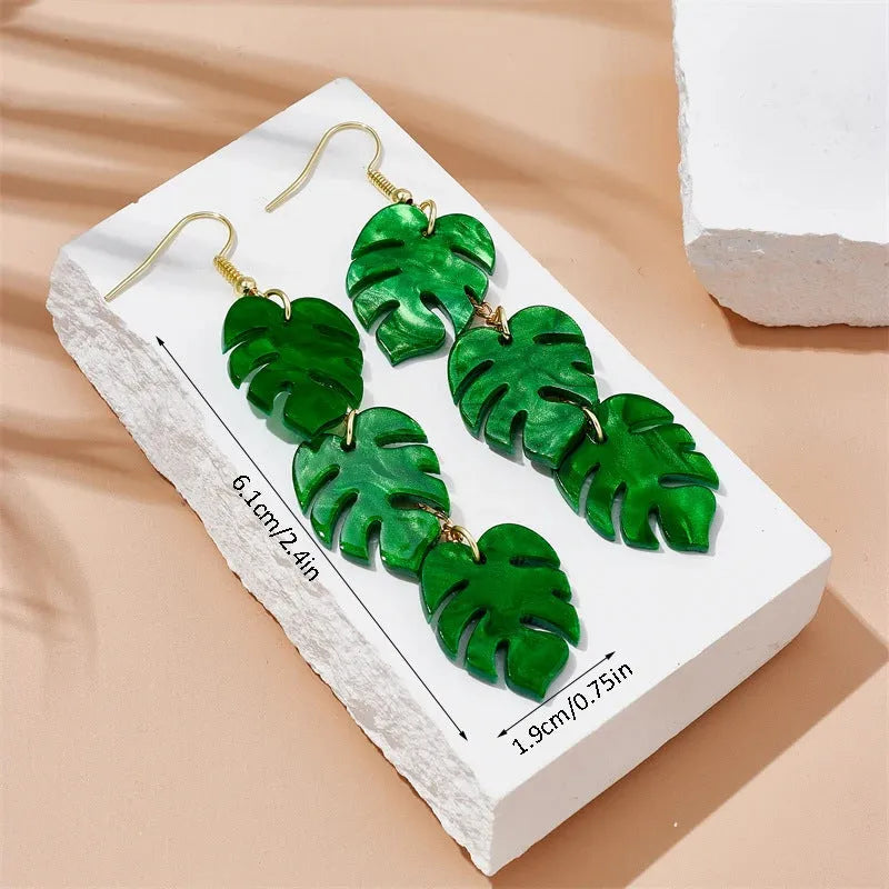 Acrylic drop earrings with coconut and artocarpus heterophyllus design in hook style