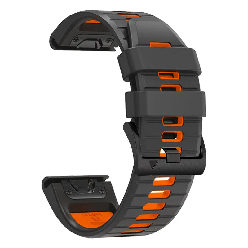 Two-tone quick release silicone watch strap for Garmin Fenix smartwatches in 22mm and 26mm widths