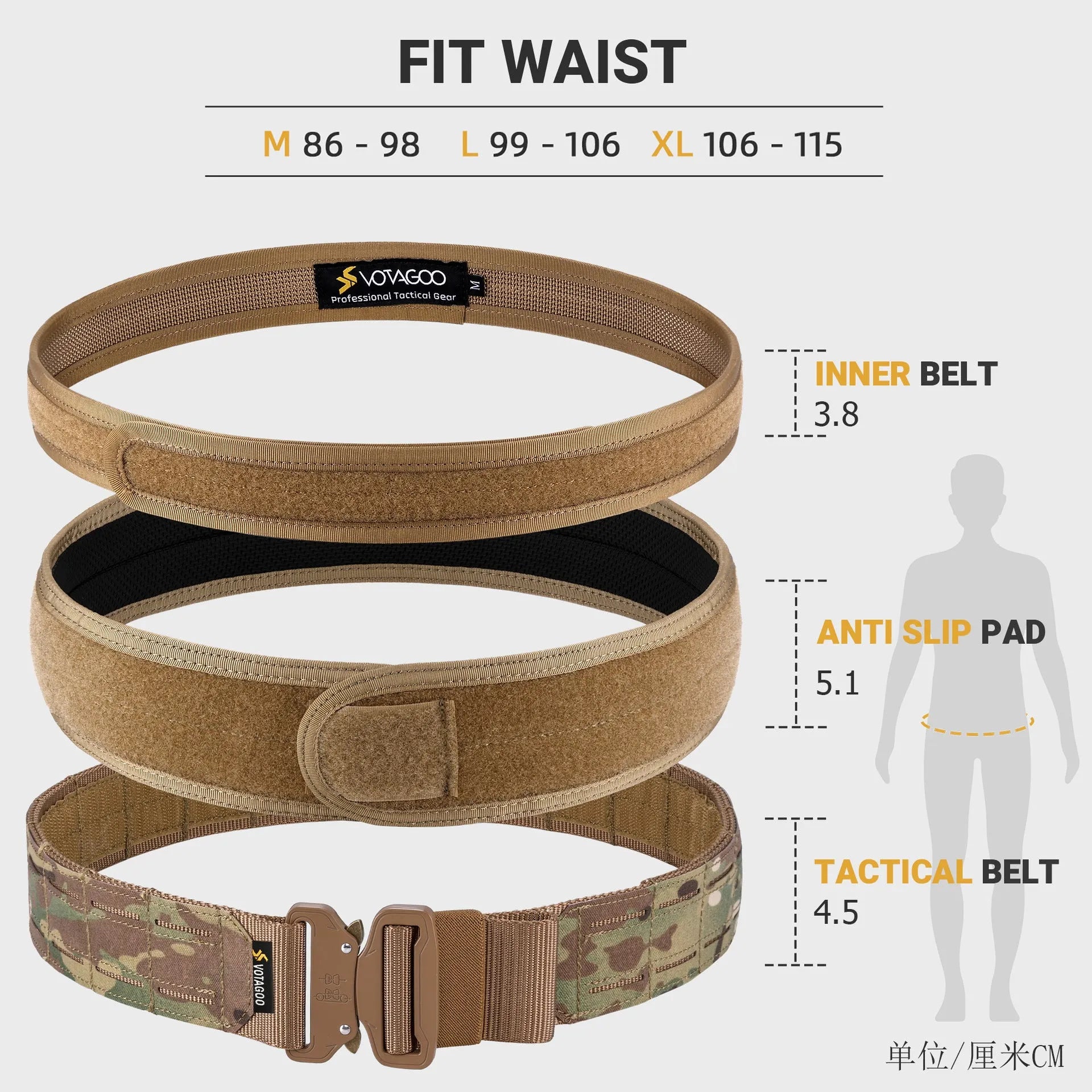 Tactical quick-release belt in 2-inch nylon with alloy automatic buckle, shown in CP camouflage.