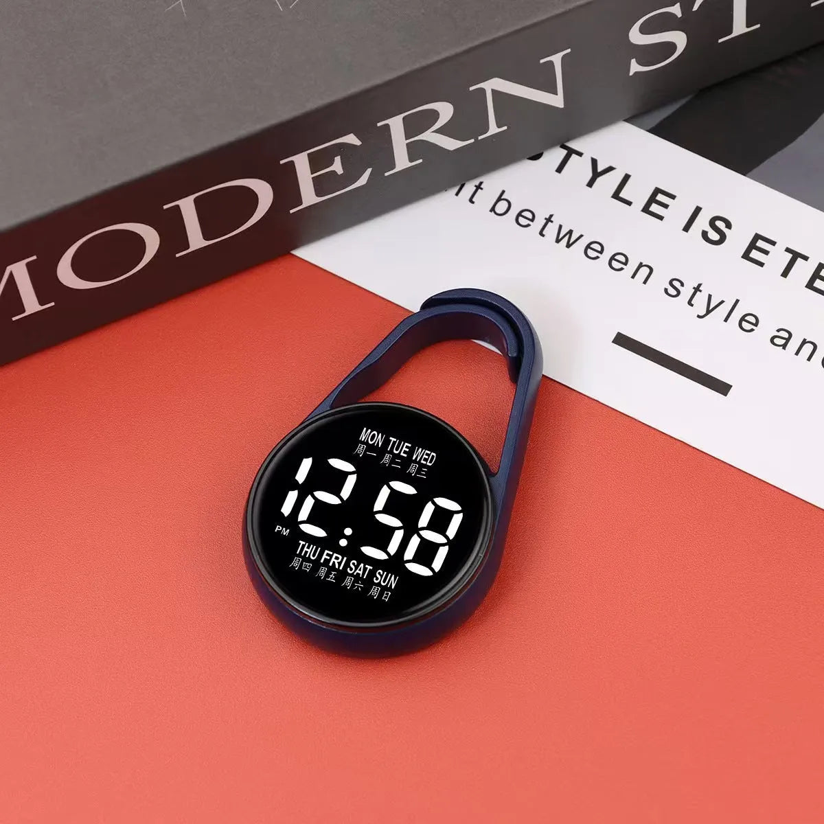 LED luminous electronic digital watch with plastic strap shown in multiple colour options