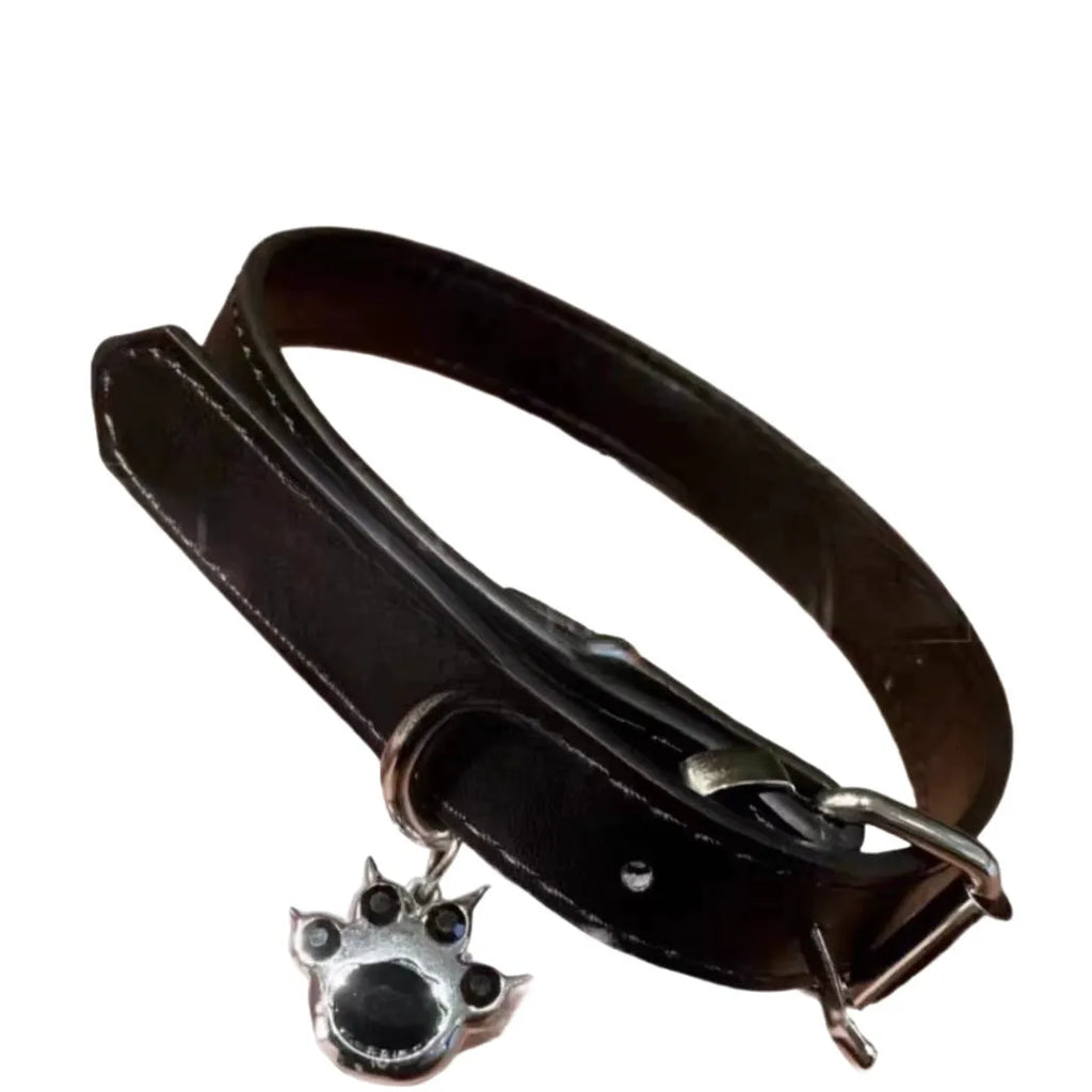 Black leather choker collar with adjustable 21-50cm perimeter in three design variations