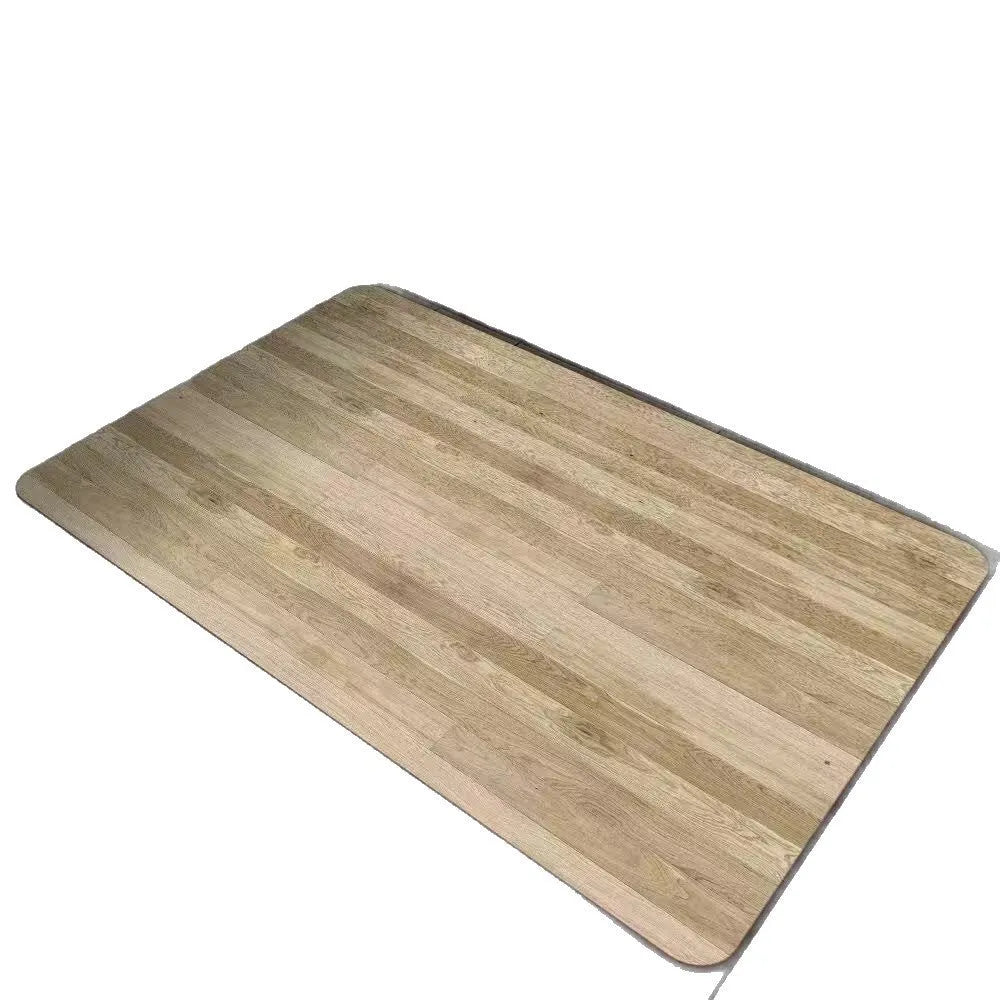 Square diatomite bathroom floor mat with wood grain pattern on bathroom tiles