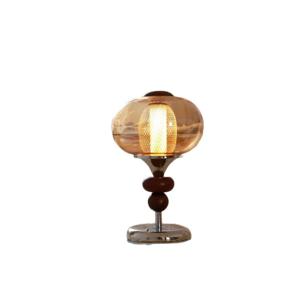 Zhonggu solid wood retro table lamp with USB charging port and touch control panel
