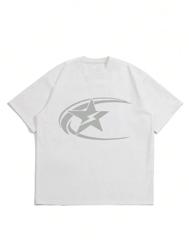Men's pure cotton Japanese retro style t-shirt in dark grey colour with printed design