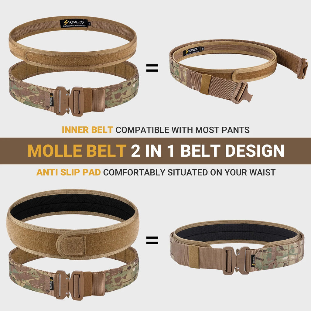 Tactical quick-release belt in 2-inch nylon with alloy automatic buckle, shown in CP camouflage.