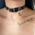 Black leather choker collar with adjustable 21-50cm perimeter in three design variations