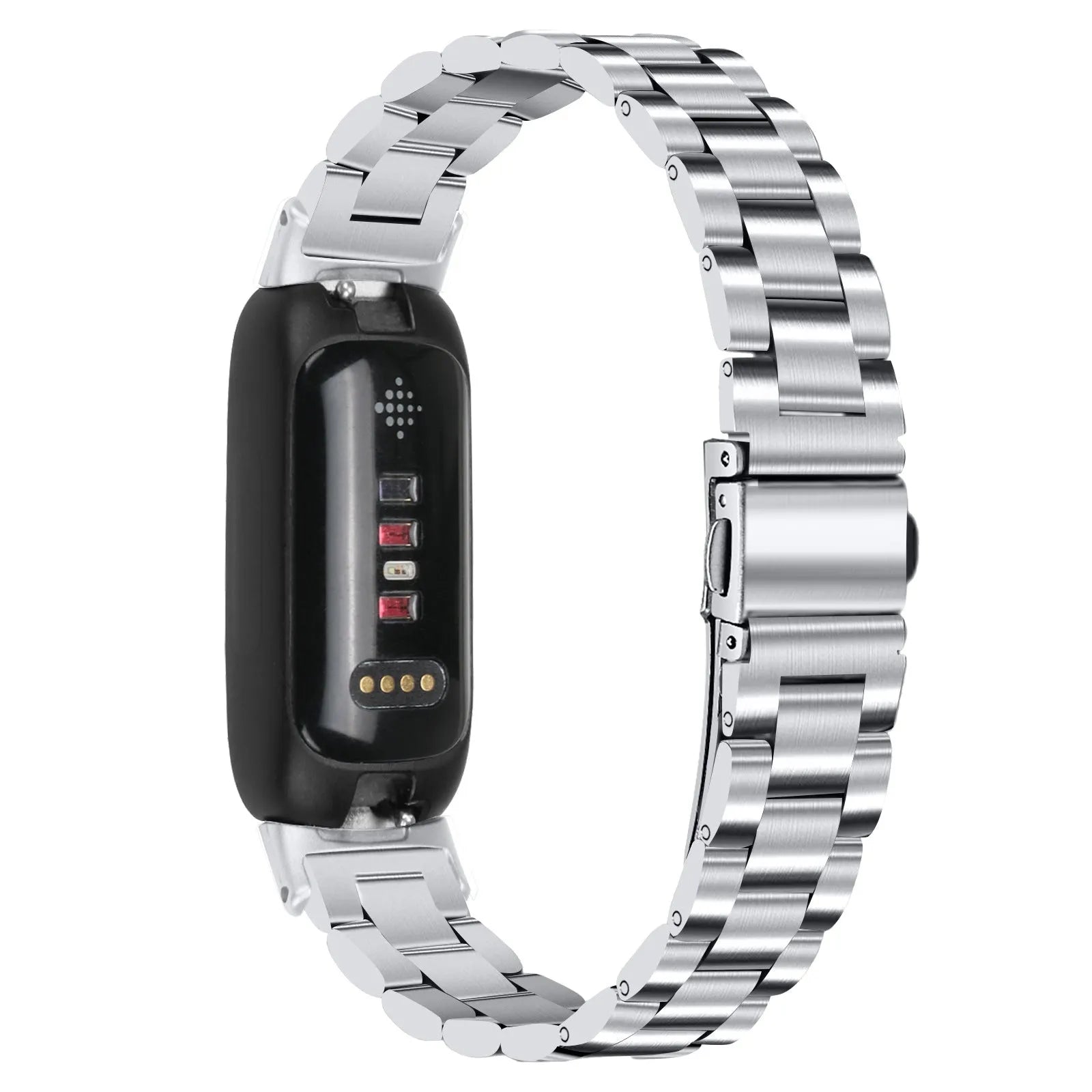 Stainless steel Fitbit Inspire 3 watch strap in multiple colour options showing 175mm length and 12mm connector