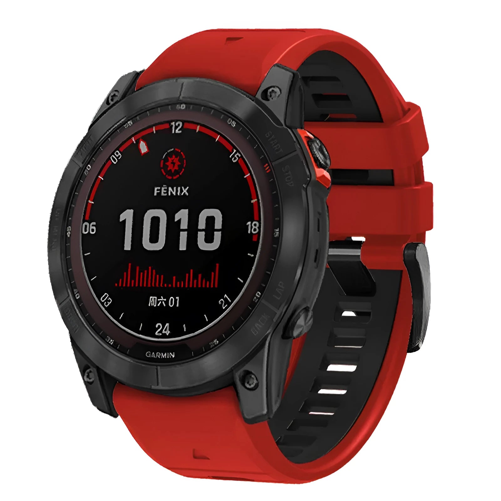 Two-tone quick release silicone watch strap for Garmin Fenix smartwatches in 22mm and 26mm widths
