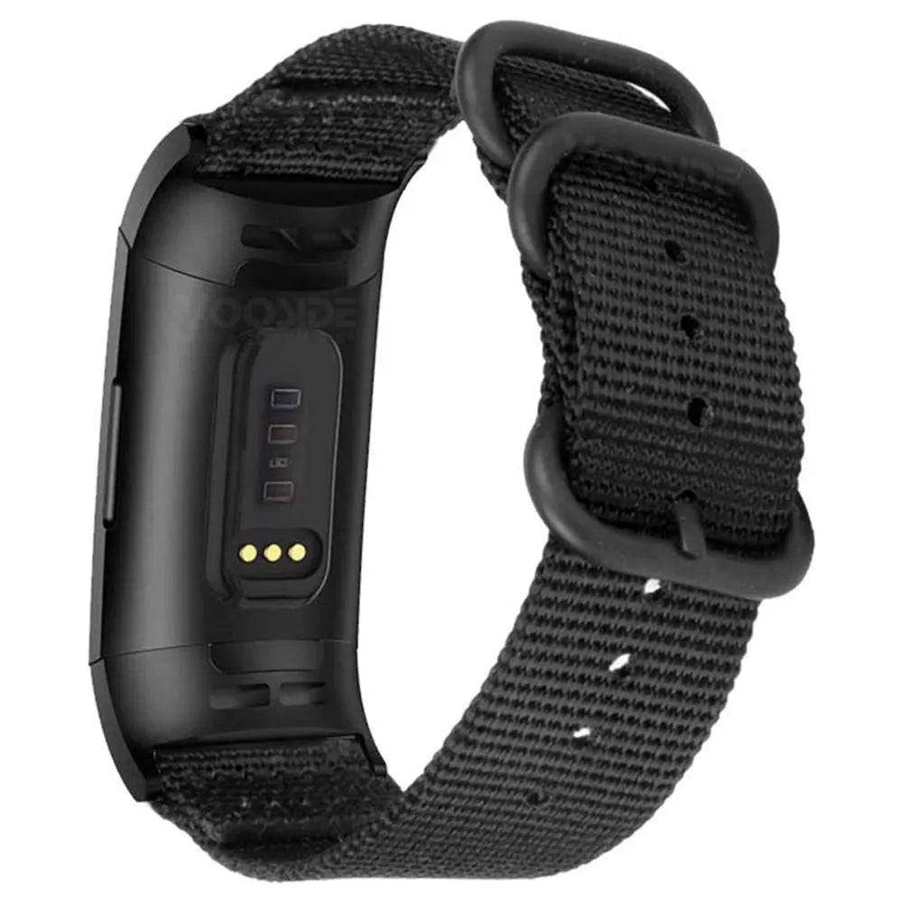 Nylon three-ring buckle strap for Fitbit Charge fitness tracker in multiple colours