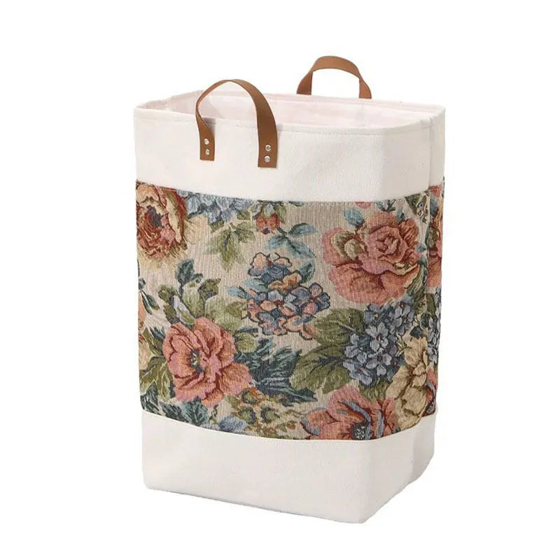 Fabric storage box with drawstring closure measuring 35x35x55cm in colourful bear pattern