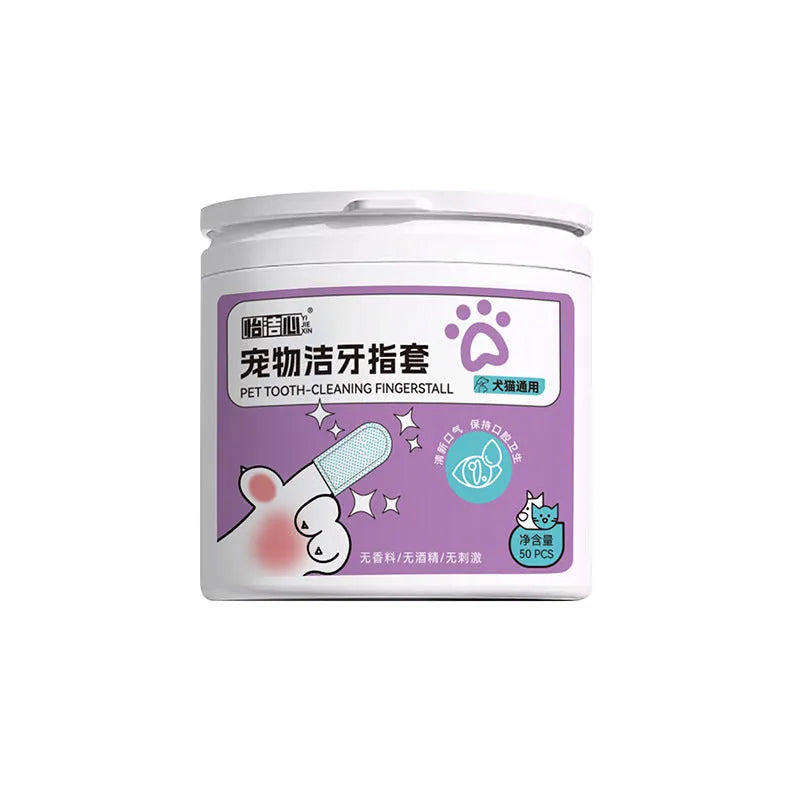 Pack of 50 non-woven fabric pet dental cleaning finger stalls for cats and dogs