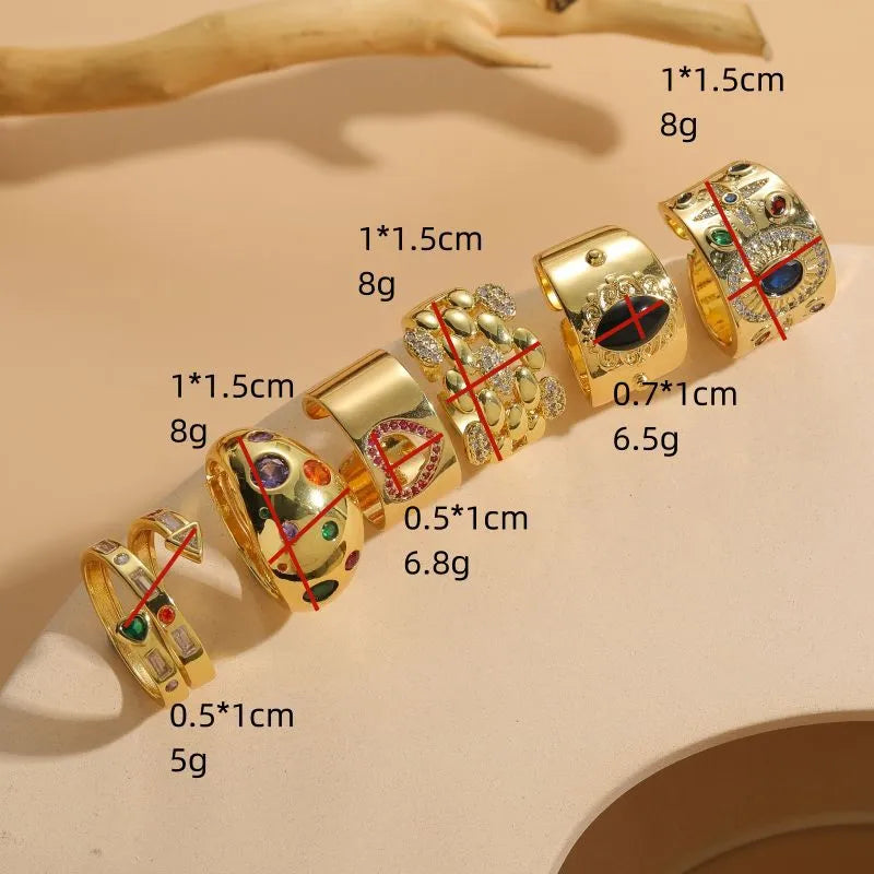 Chinese-style vintage ring with geometric shape and horse eye black electroplated finish