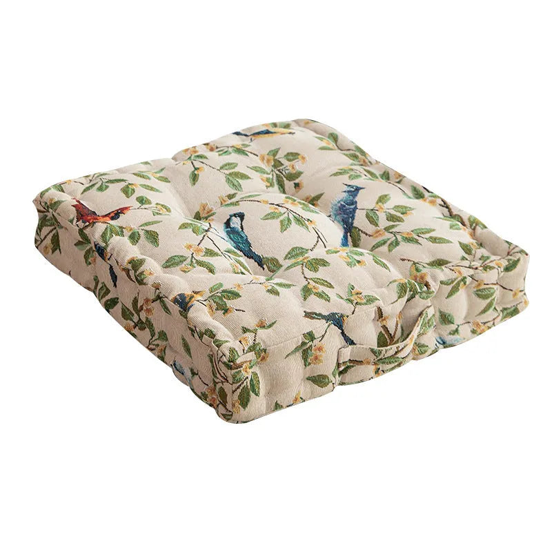 American style dining chair cushion with flower pattern, 40×40×8cm dimensions with pp cotton filling for waist support