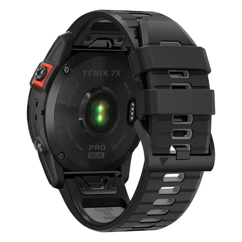 Two-tone quick release silicone watch strap for Garmin Fenix smartwatches in 22mm and 26mm widths