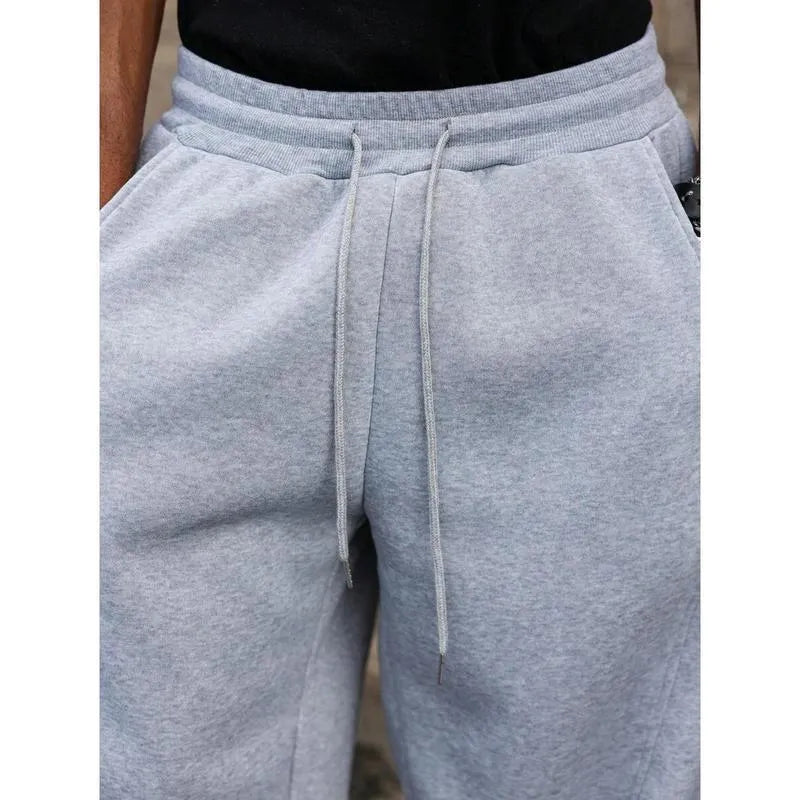 Men's straight high waist casual pants in bamboo fibre fabric, shown in cropped length