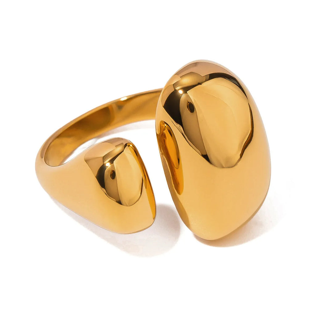 Women's geometric open circle stainless steel ring with electroplated JDR2405081 finish