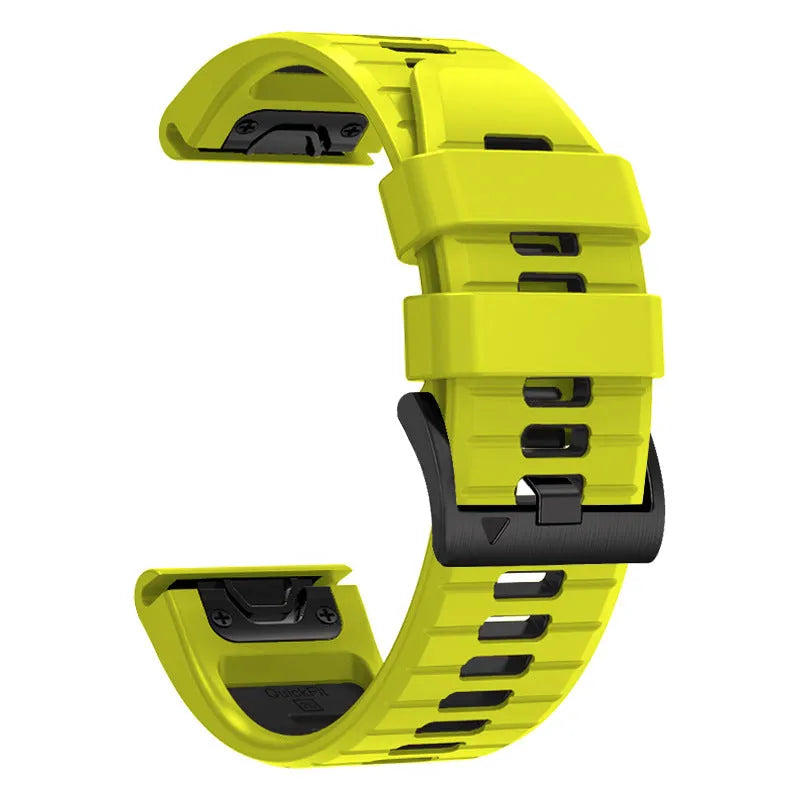 Two-tone quick release silicone watch strap for Garmin Fenix smartwatches in 22mm and 26mm widths