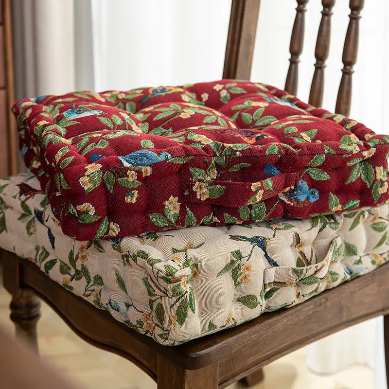 American style dining chair cushion with flower pattern, 40×40×8cm dimensions with pp cotton filling for waist support