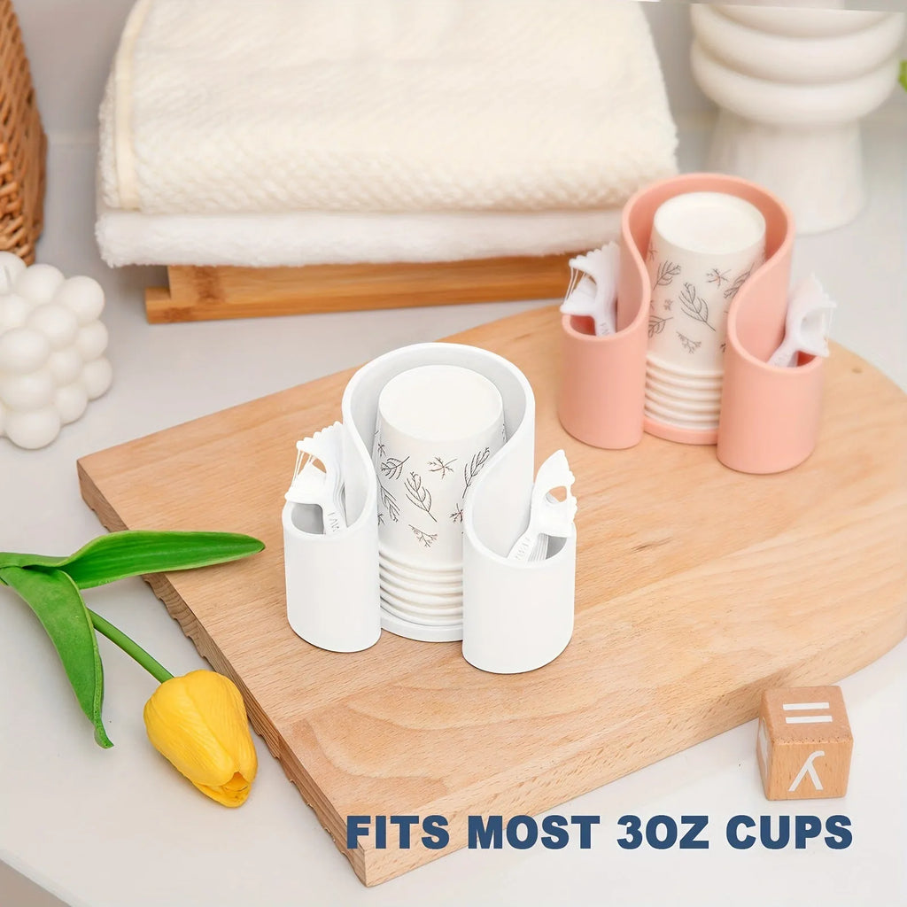 Modern solid-colour plastic cotton box for storing dental floss and cotton buds.