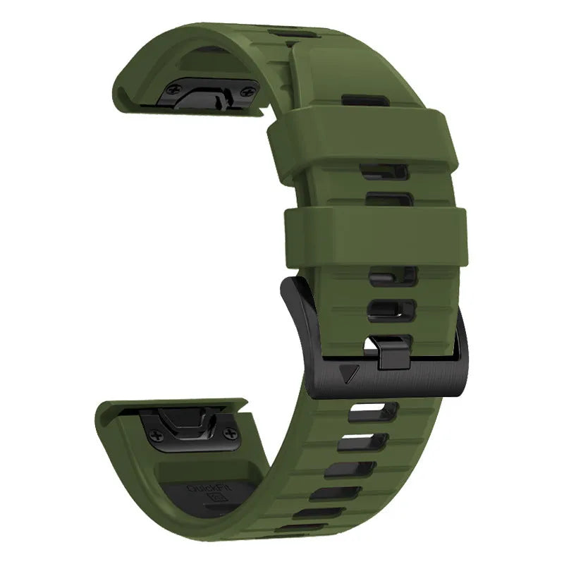 Two-tone quick release silicone watch strap for Garmin Fenix smartwatches in 22mm and 26mm widths