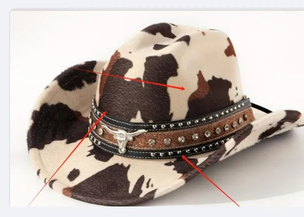 Brown leather velvet curved-edge western cowboy hat with a conical crown on a plain background.