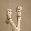 Women's chunky heel platform sandals with open toe design in khaki colour