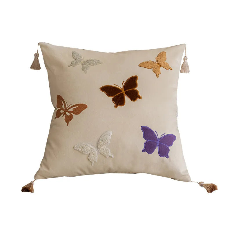 45x45cm square cushion pillow with embroidered butterfly pattern in Chinese style design