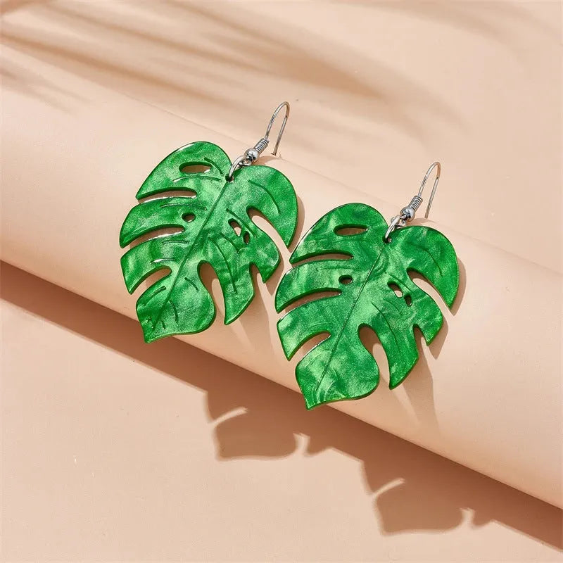 Acrylic drop earrings with coconut and artocarpus heterophyllus design in hook style