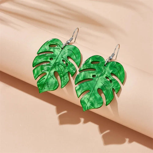 Acrylic drop earrings with coconut and artocarpus heterophyllus design in hook style