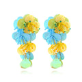 Handmade colourful string bead flower and leaf earrings in European and American exaggerated style.