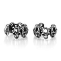 Retro geometric skull earrings in stainless steel with ear clip fitting.