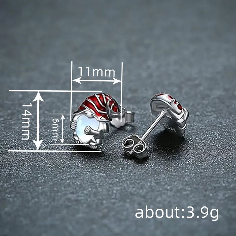 Women's Santa Claus heart-shaped earrings in white gold colour with cute festive design
