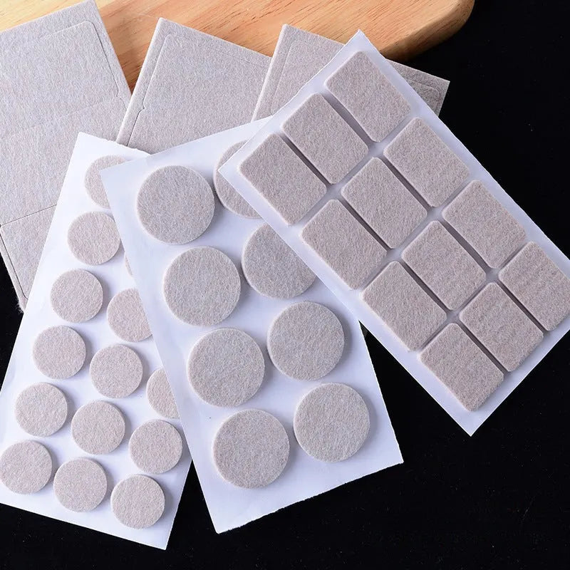 Beige plastic furniture leg stoppers set showing round and square protectors in five size variations