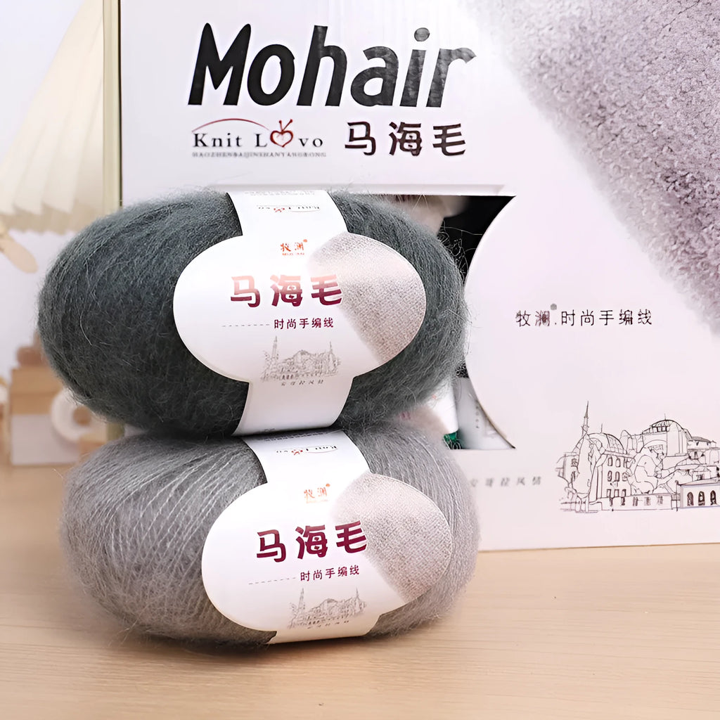 Mohair DIY scarf knitting kit wool ball in assorted colours with Inverness thread
