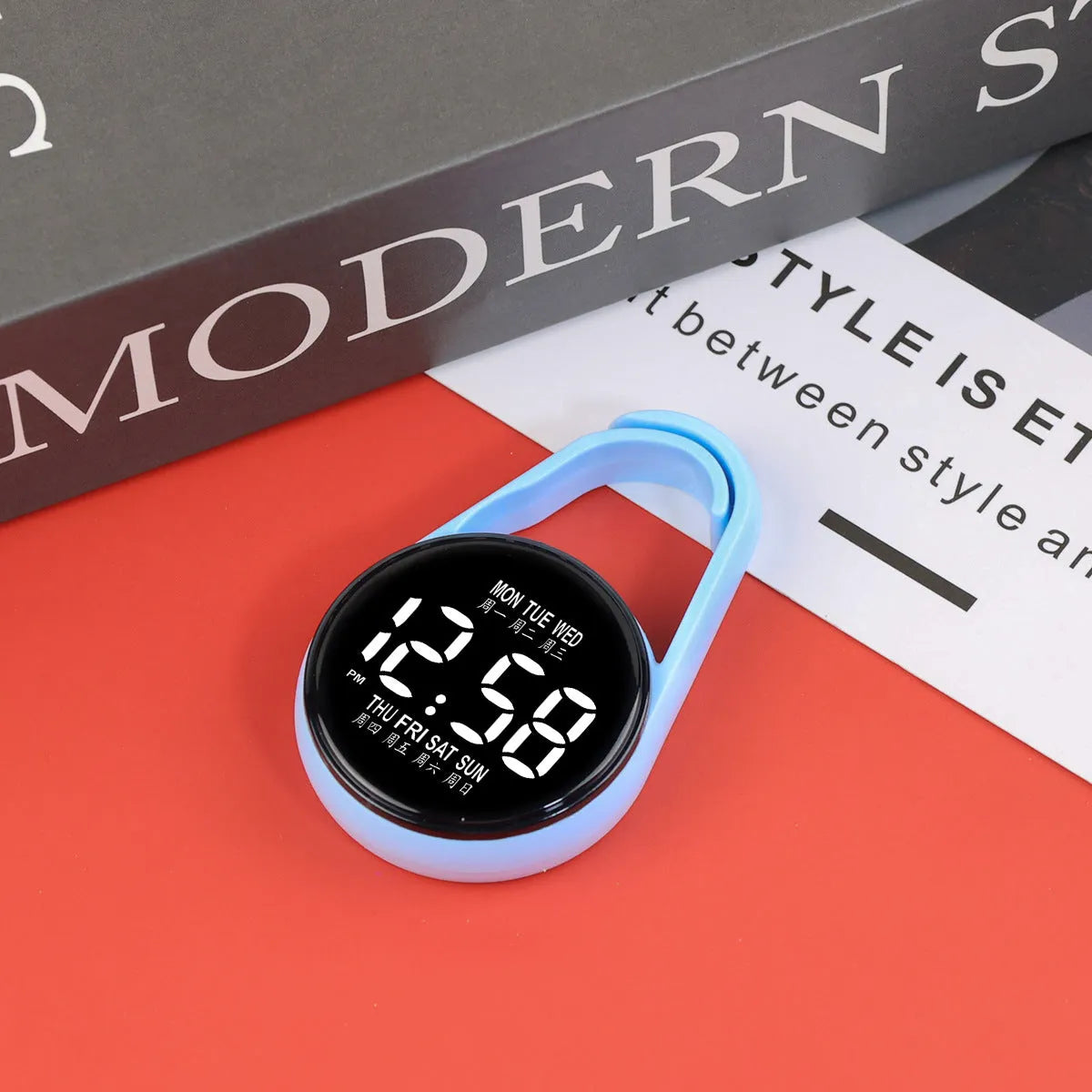 LED luminous electronic digital watch with plastic strap shown in multiple colour options