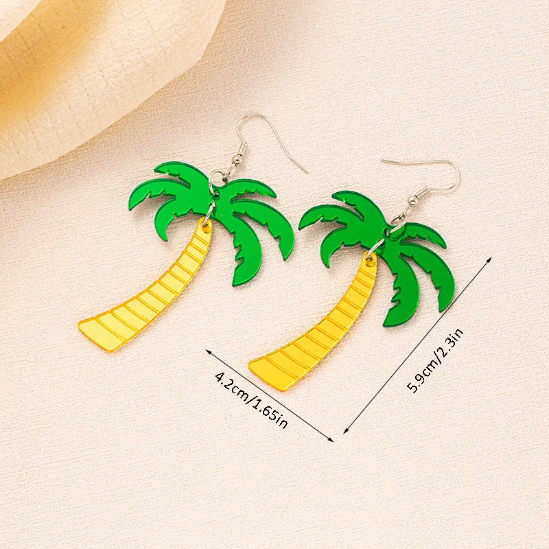 Acrylic drop earrings with coconut and artocarpus heterophyllus design in hook style